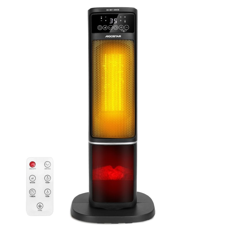 Calefactor cerámico Aigostar con imagen de chimenea 3D.