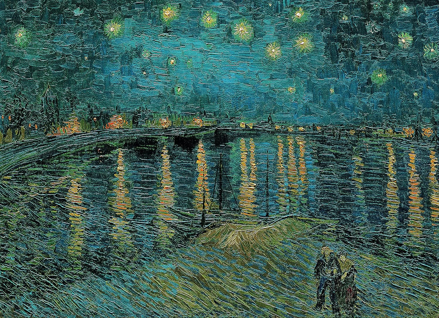 Puzzle of the artwork 'Starry Night over the Rhone' by Van Gogh.